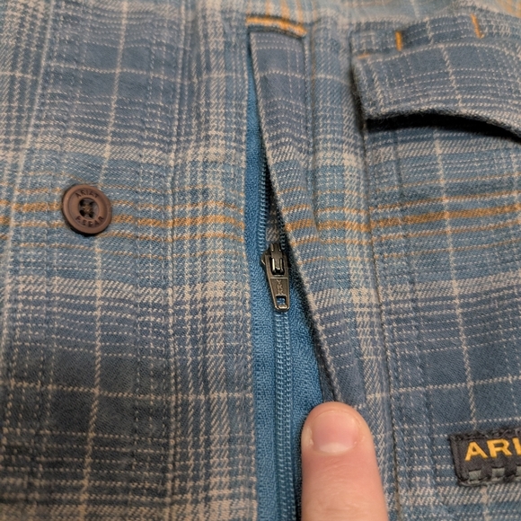 Ariat Rebar Button Down Flannel Plaid Blue Gray Long Sleeve Mens XXL - Picture 4 of 9